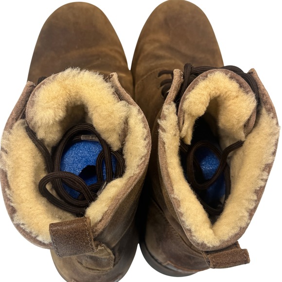 UGG Hannen Waterproof Boots Brown Suede Shearling Lined Vibram Mens 11 Winter - Picture 11 of 11